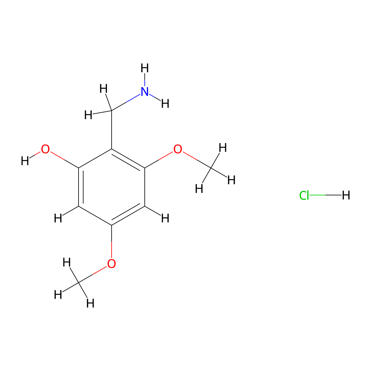2-(Aminomethyl)-3,5-dimethoxyphenol hydrochloride molecular structure, CAS 2624137-77-3