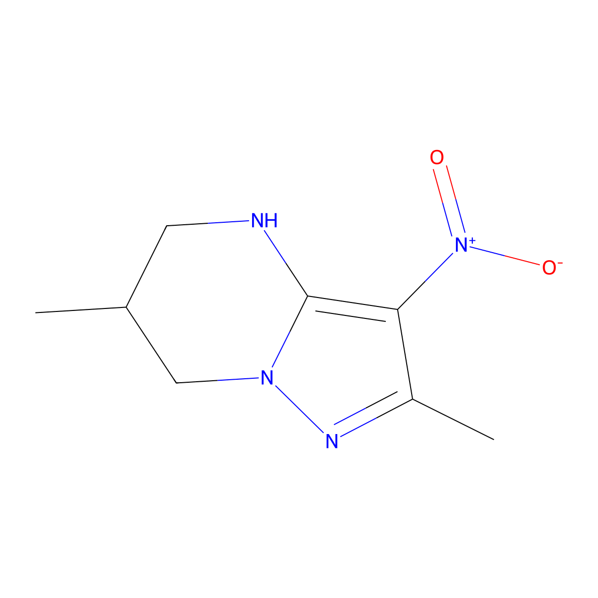 2,6-dimethyl-3-nitro-4H,5H,6H,7H-pyrazolo[1,5-a]pyrimidine molecular structure, CAS 2624137-78-4
