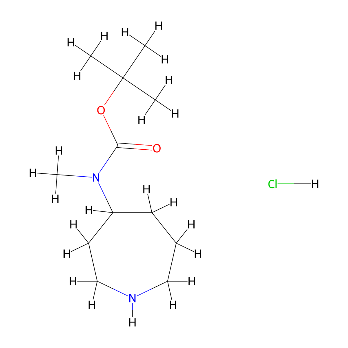 tert-butyl N-(azepan-4-yl)-N-methylcarbamate hydrochloride molecular structure, CAS 2624137-81-9