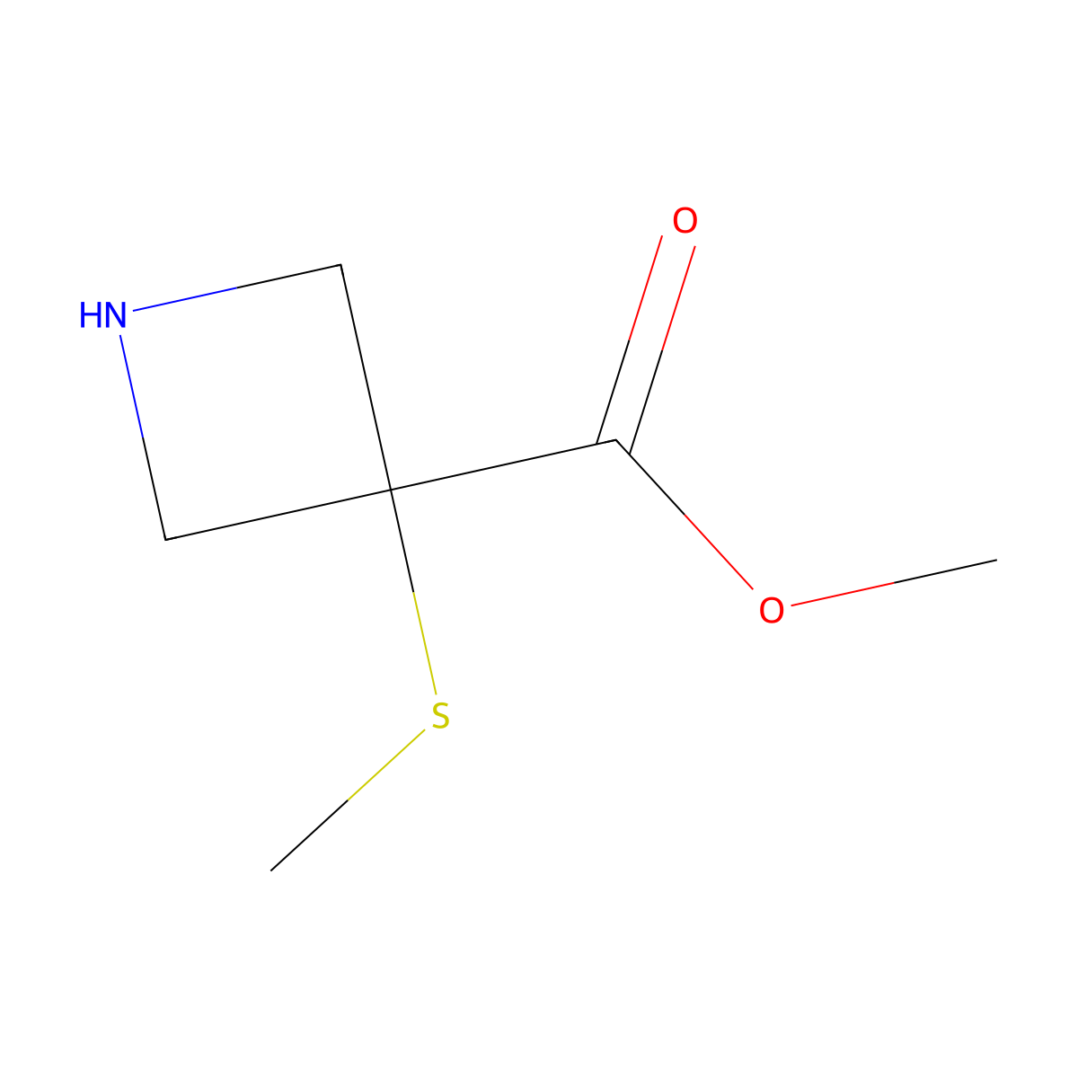 Methyl 3-(methylsulfanyl)azetidine-3-carboxylate molecular structure, CAS 2624137-84-2