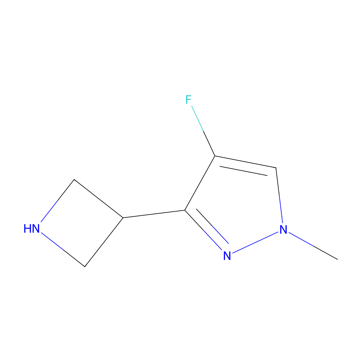 3-(azetidin-3-yl)-4-fluoro-1-methyl-1H-pyrazole molecular structure, CAS 2624137-87-5