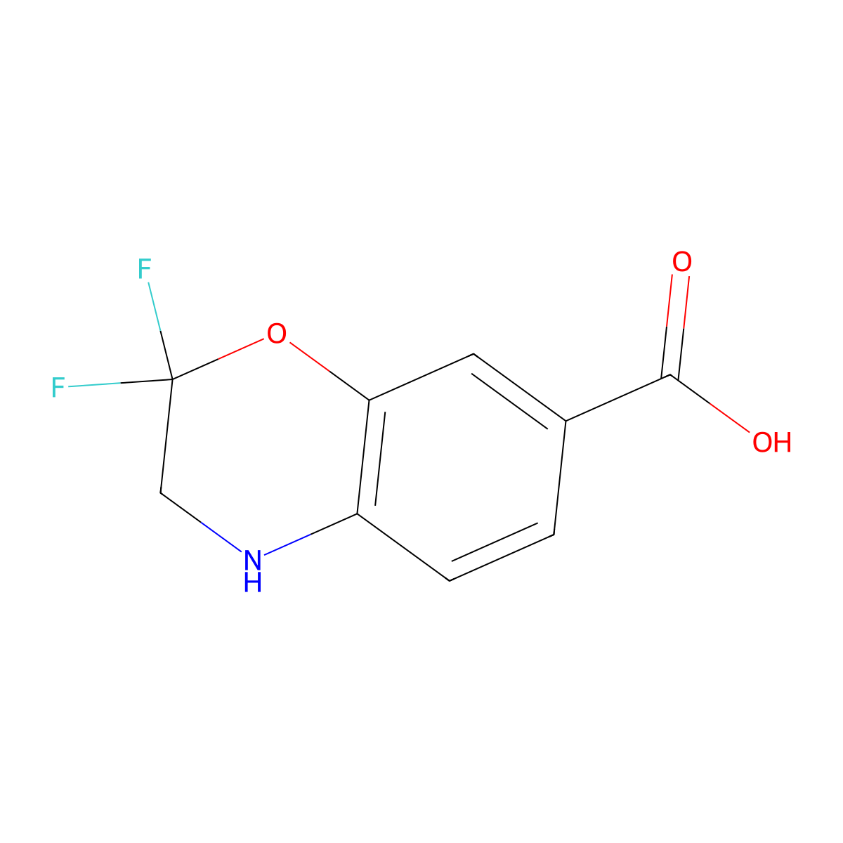 2,2-difluoro-3,4-dihydro-2H-1,4-benzoxazine-7-carboxylic acid molecular structure, CAS 2624138-09-4
