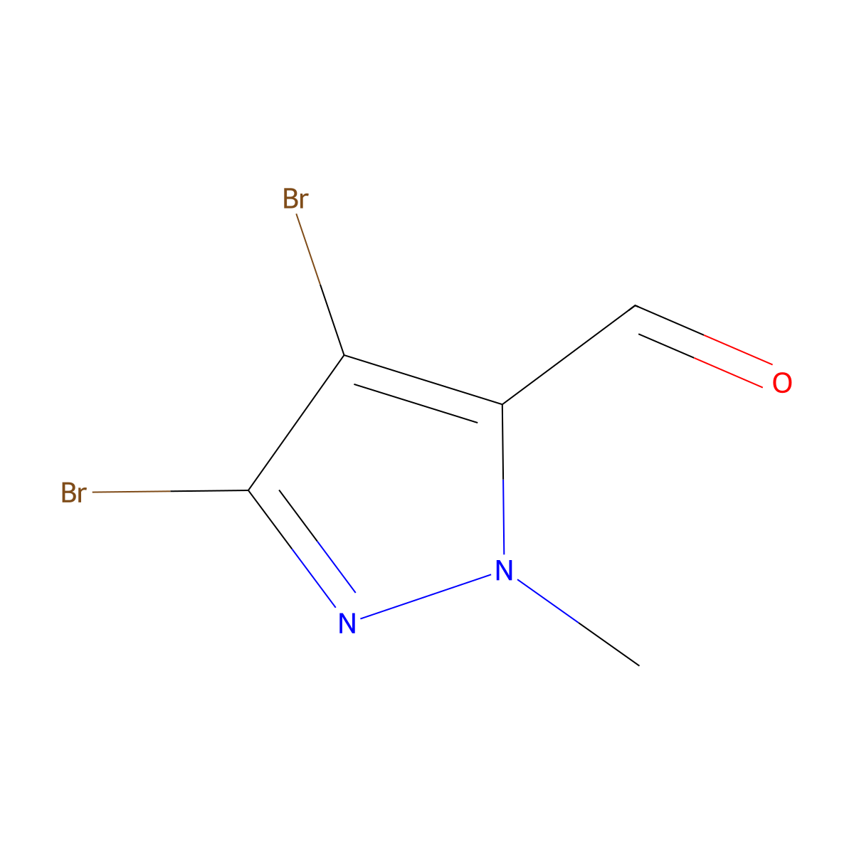 3,4-dibromo-1-methyl-1H-pyrazole-5-carbaldehyde molecular structure, CAS 2624138-18-5