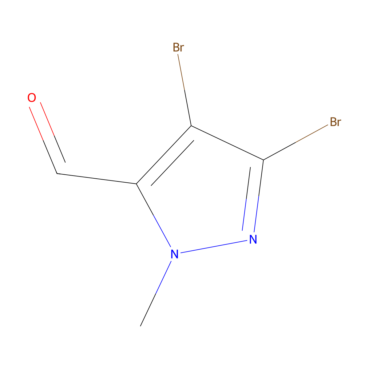 3,4-dibromo-1-methyl-1H-pyrazole-5-carbaldehyde molecular structure, CAS 2624138-18-5