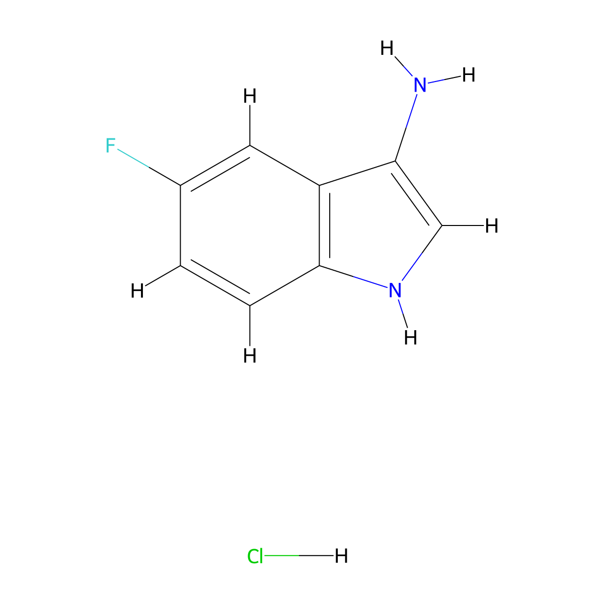 5-fluoro-1H-indol-3-amine hydrochloride molecular structure, CAS 2624138-24-3