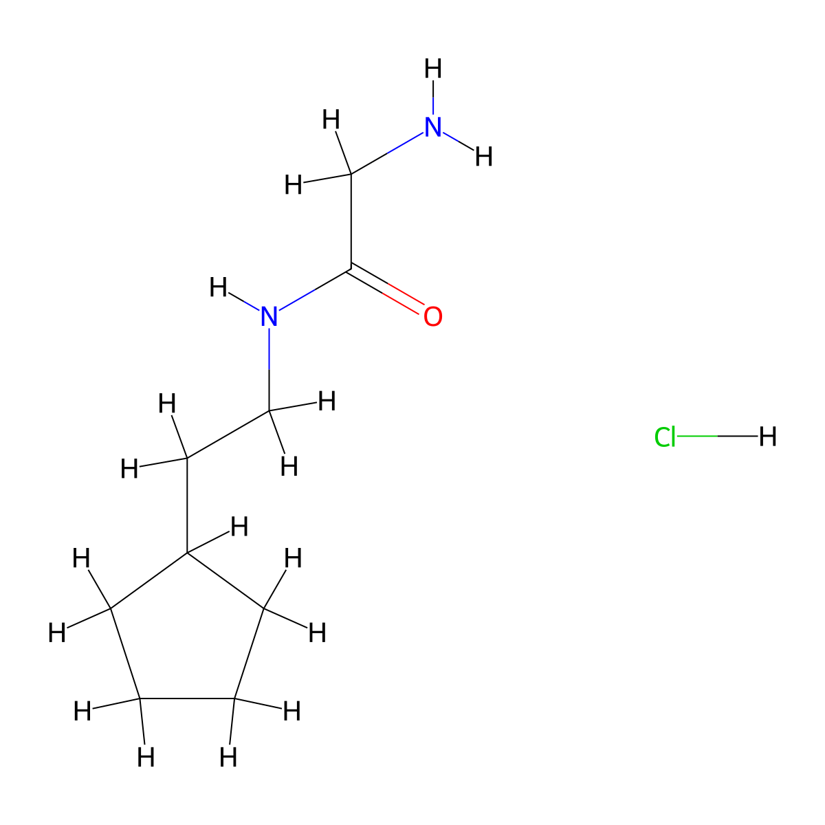 2-amino-N-(2-cyclopentylethyl)acetamide hydrochloride molecular structure, CAS 2624138-29-8