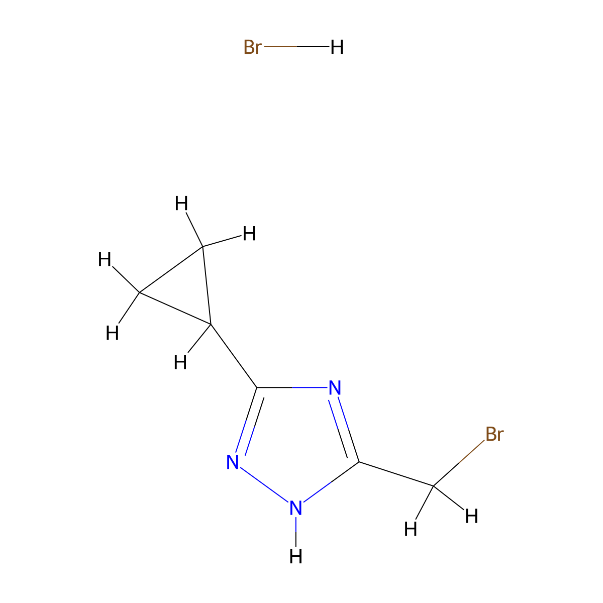 5-(bromomethyl)-3-cyclopropyl-1H-1,2,4-triazole hydrobromide molecular structure, CAS 2624138-34-5