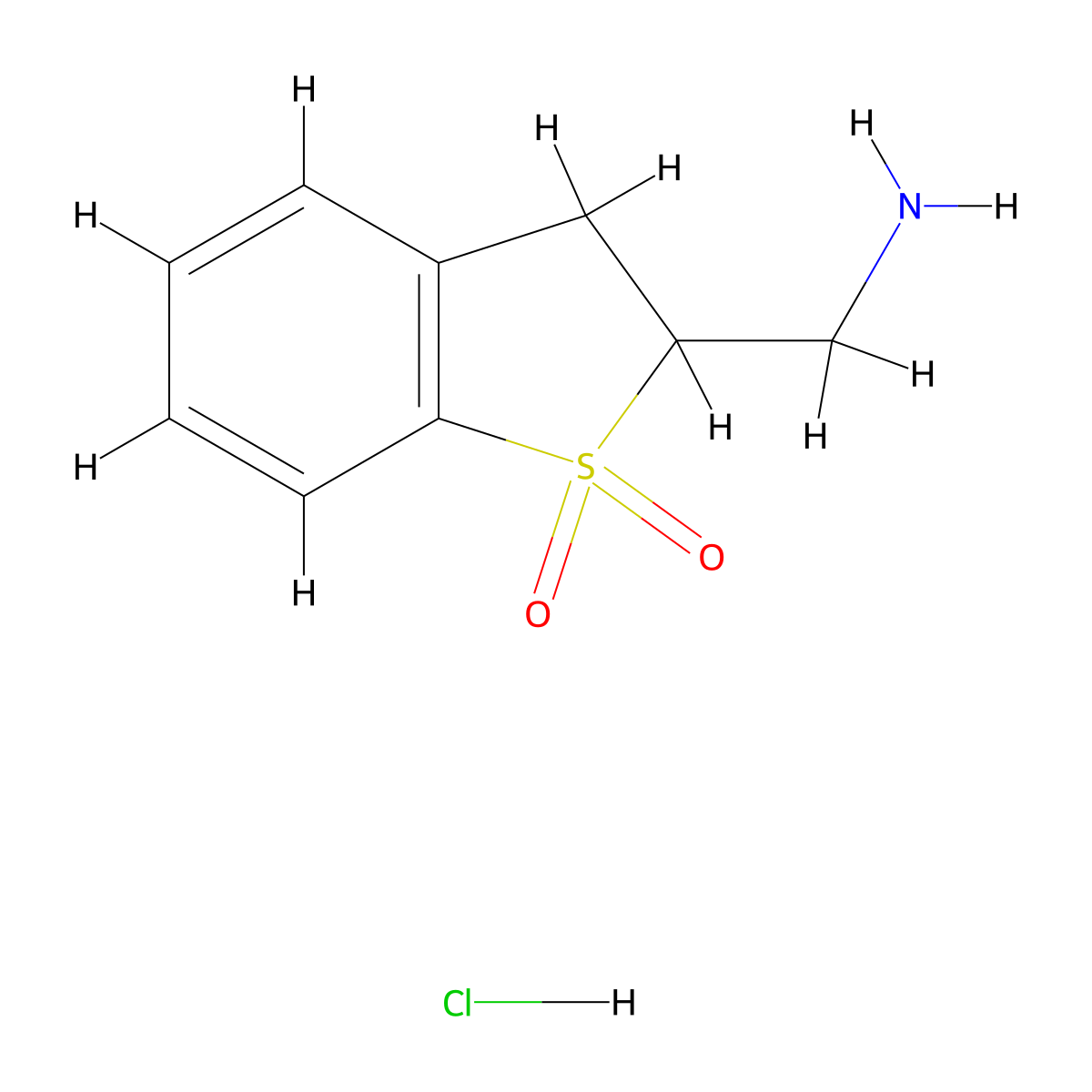 2-(Aminomethyl)-2,3-dihydro-1lambda6-benzothiophene-1,1-dione hydrochloride molecular structure, CAS 2624138-37-8