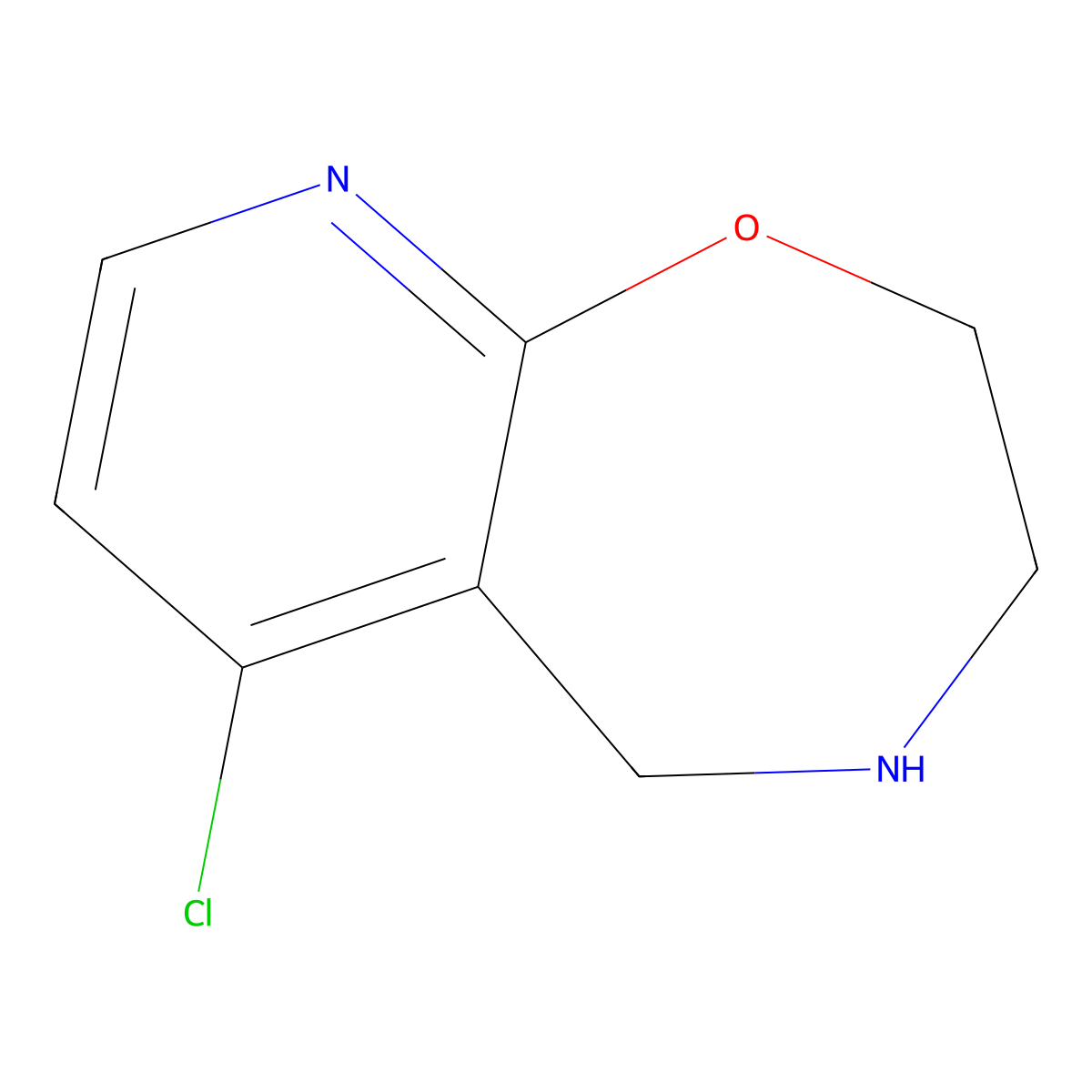 6-chloro-2H,3H,4H,5H-pyrido[3,2-f][1,4]oxazepine molecular structure, CAS 2624138-62-9