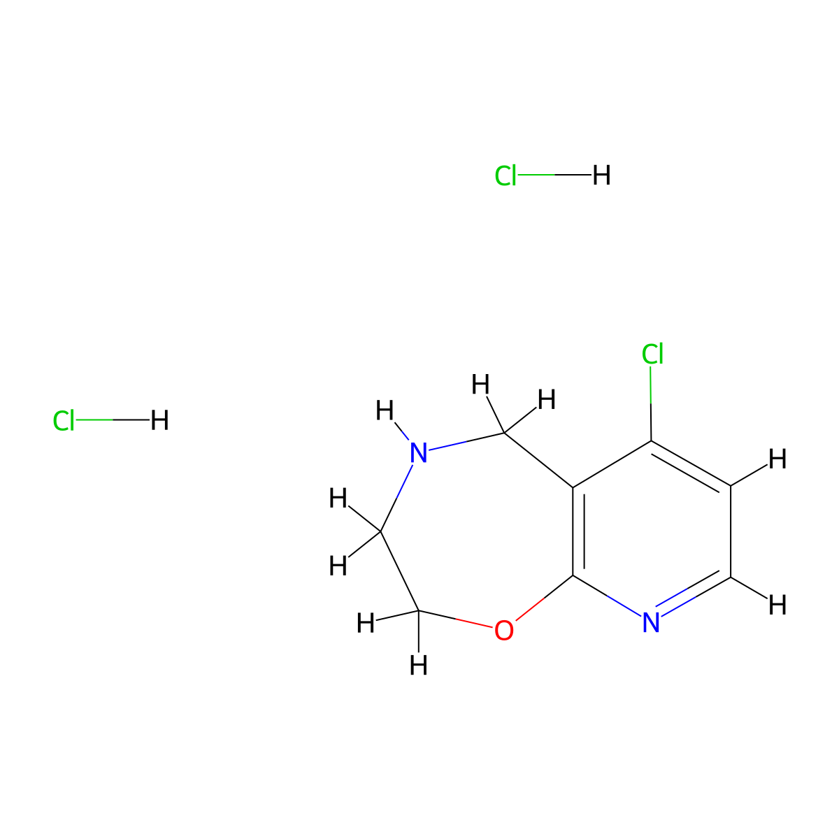 6-Chloro-2h,3h,4h,5h-pyrido[3,2-f][1,4]oxazepine dihydrochloride molecular structure, CAS 2624138-63-0