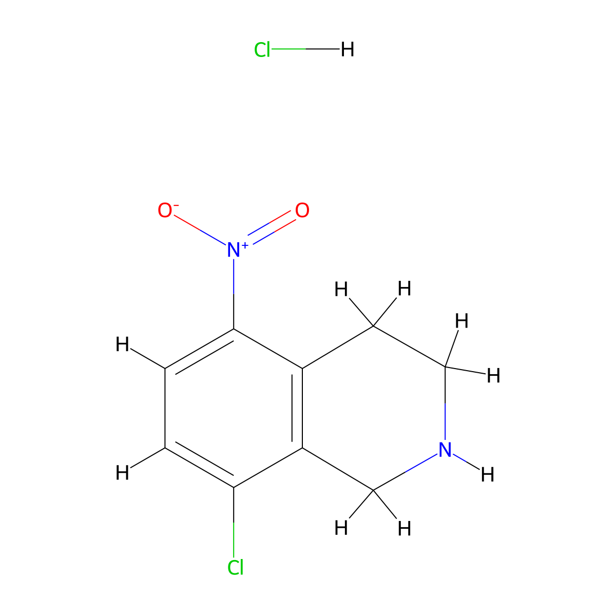 8-Chloro-5-nitro-1,2,3,4-tetrahydroisoquinoline hydrochloride molecular structure, CAS 2624138-64-1