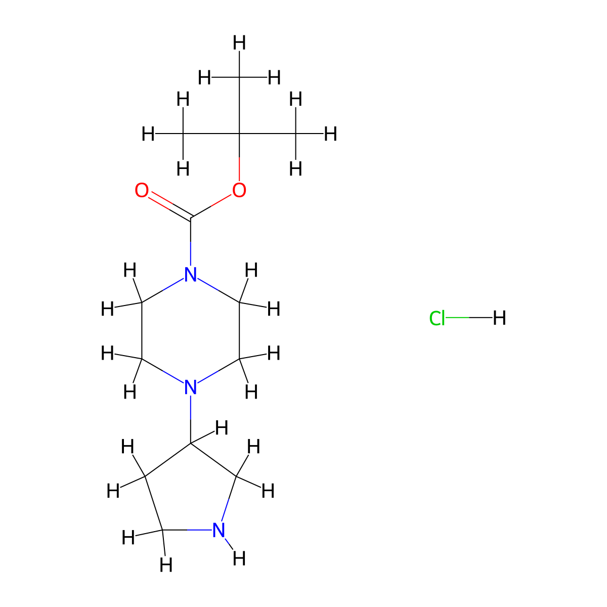 Tert-butyl 4-(pyrrolidin-3-YL)piperazine-1-carboxylate hydrochloride molecular structure, CAS 2624138-75-4