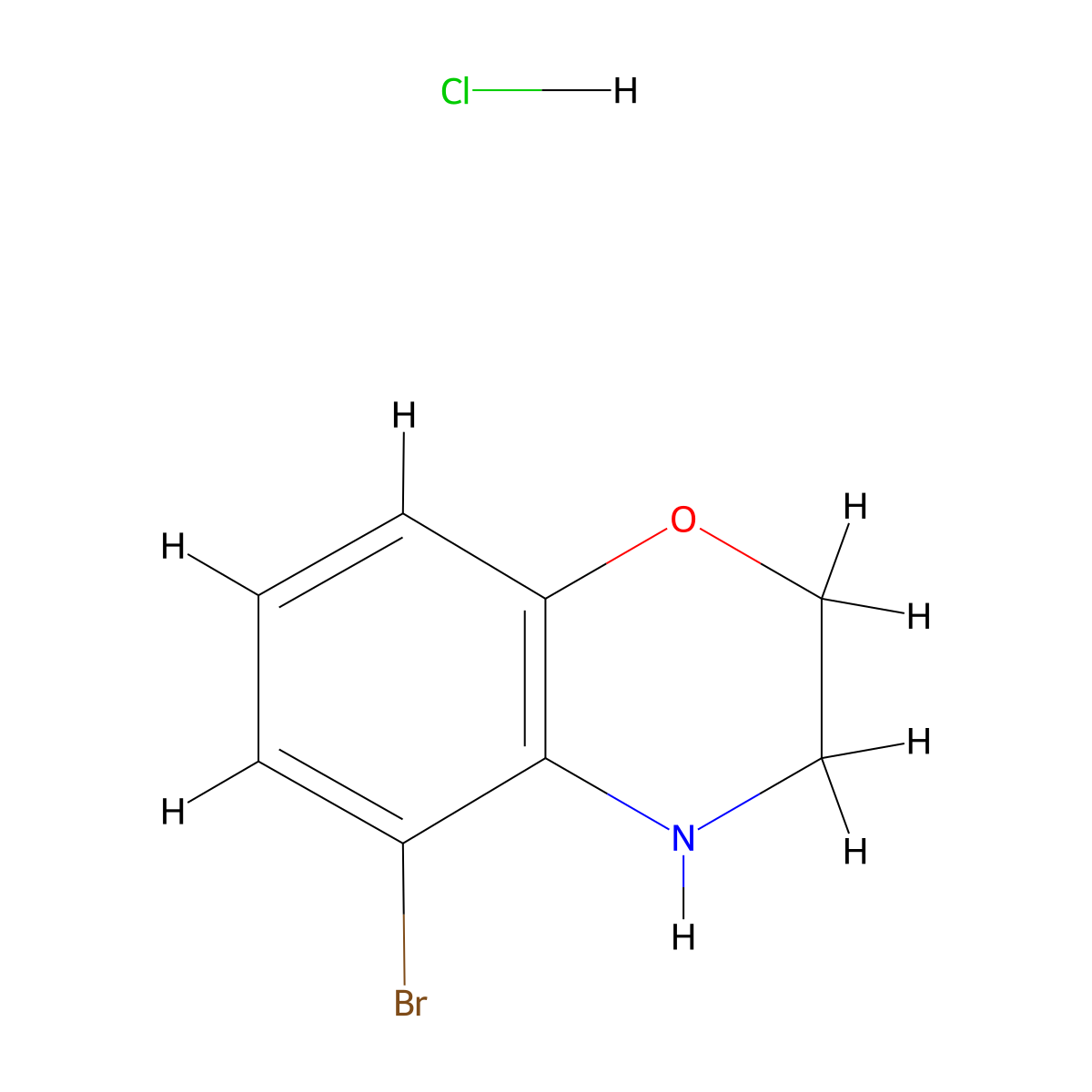 5-bromo-3,4-dihydro-2H-1,4-benzoxazine hydrochloride molecular structure, CAS 2624138-81-2