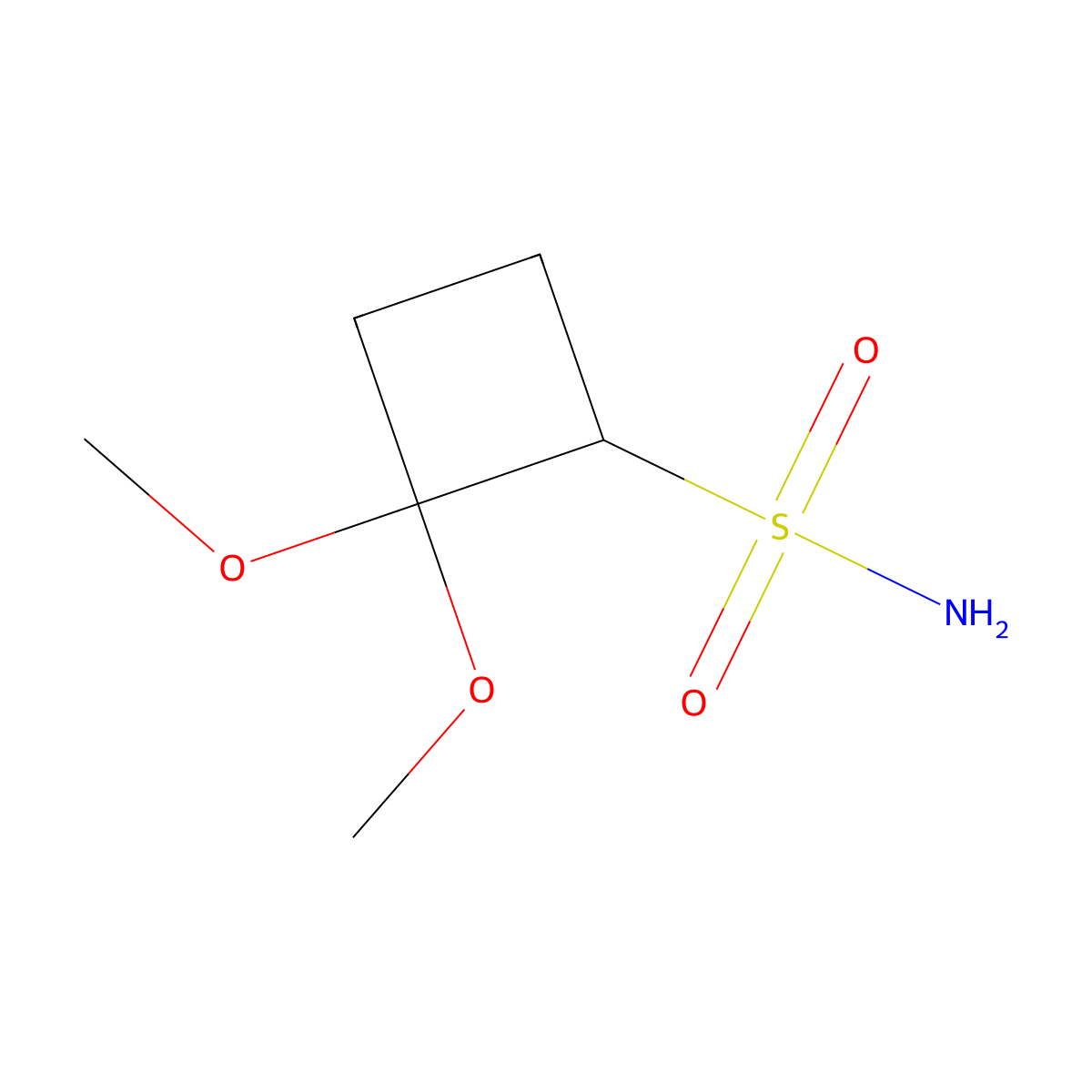 2,2-Dimethoxycyclobutane-1-sulfonamide molecular structure, CAS 2624138-99-2