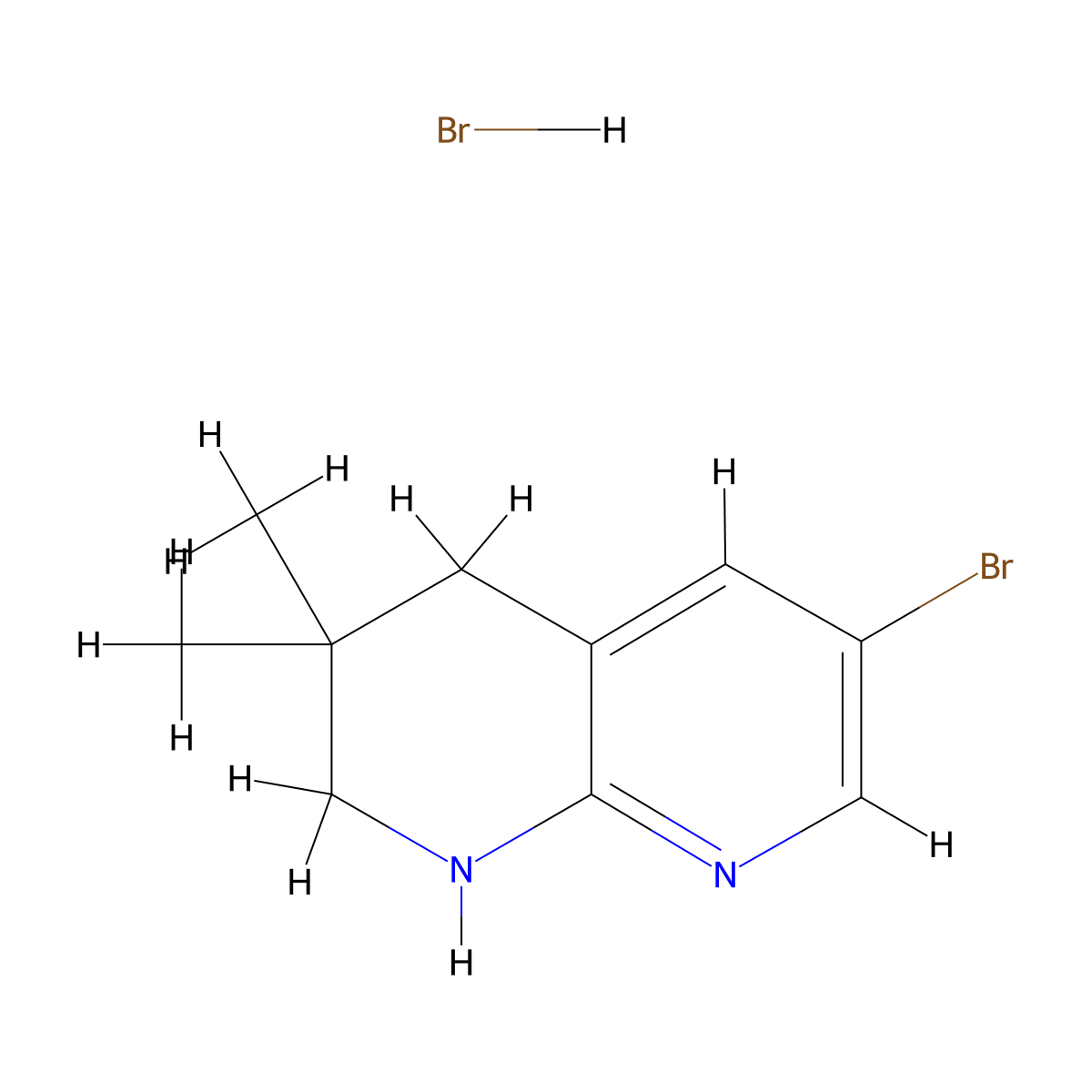6-Bromo-3,3-dimethyl-1,2,3,4-tetrahydro-1,8-naphthyridine hydrobromide molecular structure, CAS 2624139-11-1