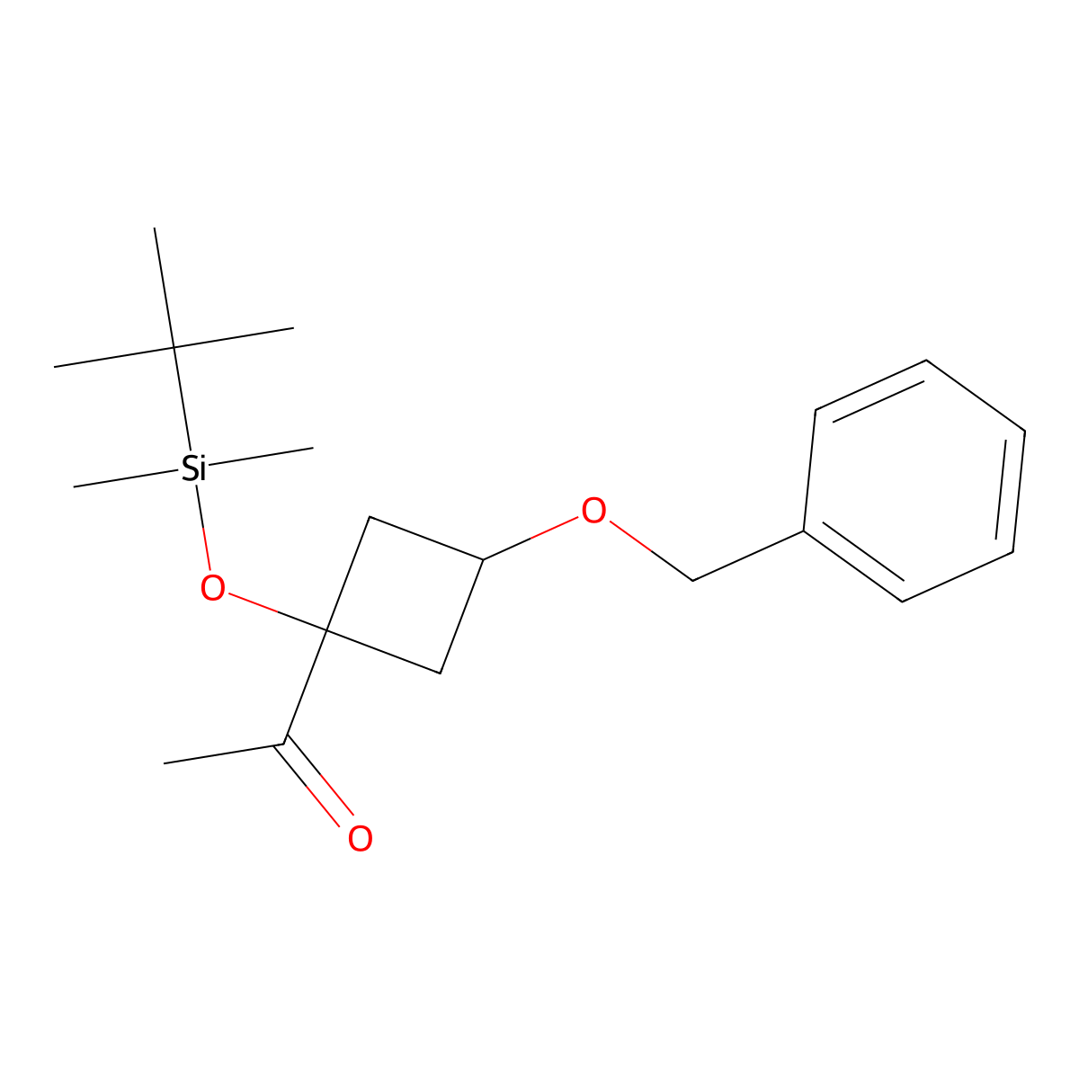 1-[3-(Benzyloxy)-1-[(tert-butyldimethylsilyl)oxy]cyclobutyl]ethan-1-one molecular structure, CAS 2624139-43-9