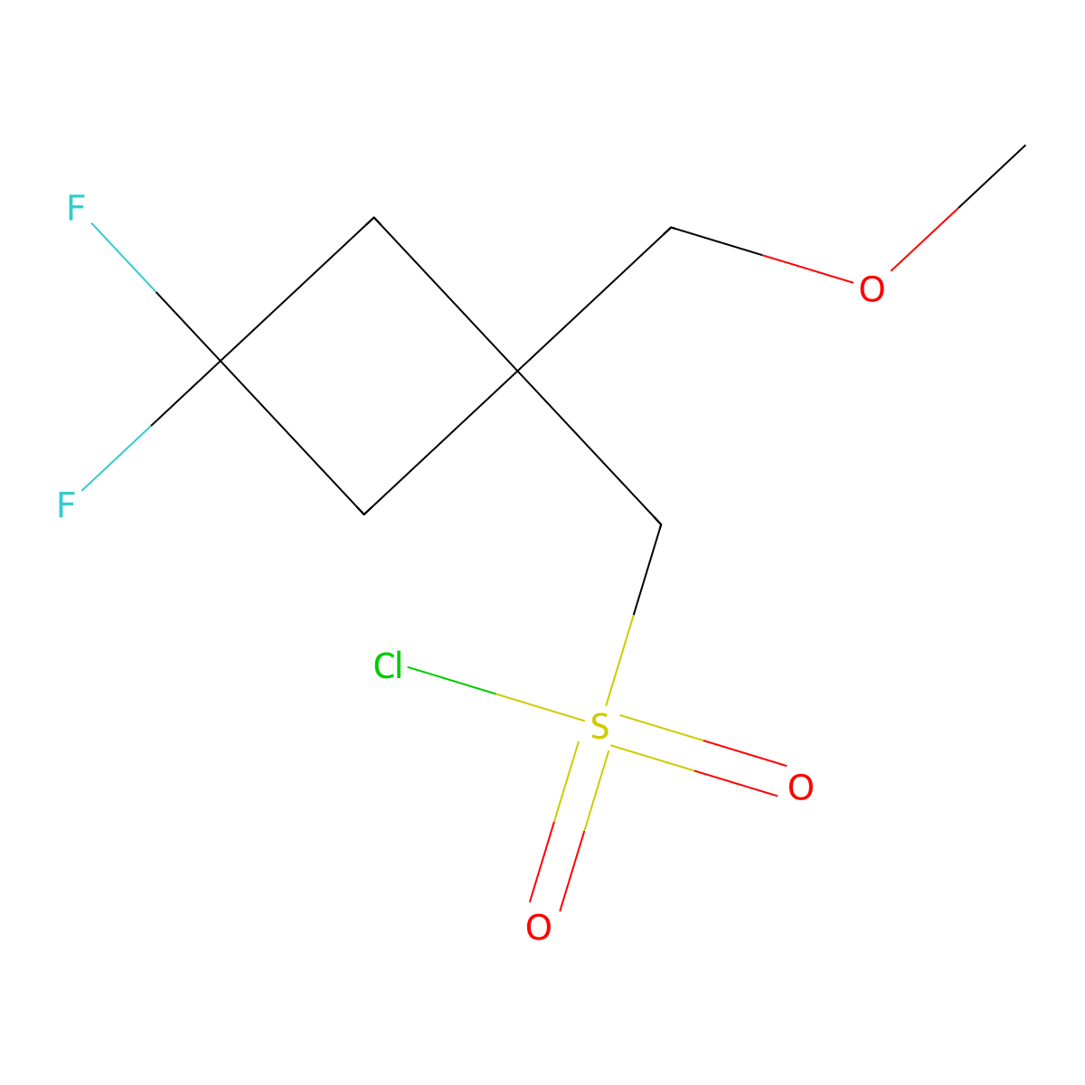(3,3-Difluoro-1-(methoxymethyl)cyclobutyl)methanesulfonyl chloride molecular structure, CAS 2624139-49-5