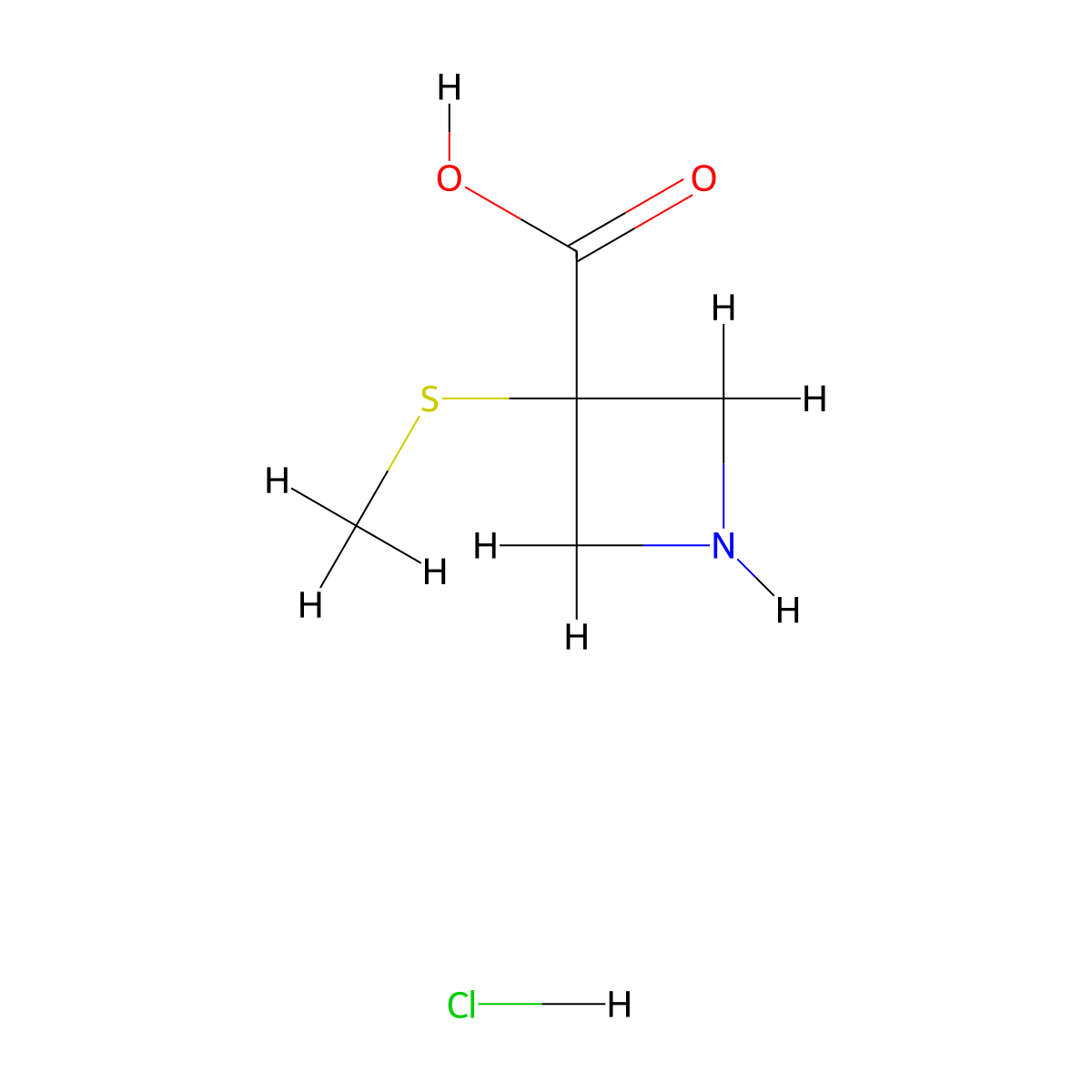3-(Methylsulfanyl)azetidine-3-carboxylic acid hydrochloride molecular structure, CAS 2624139-76-8