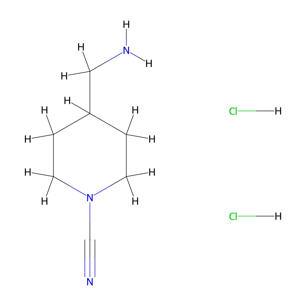 4-(Aminomethyl)piperidine-1-carbonitrile dihydrochloride molecular structure, CAS 2624140-17-4
