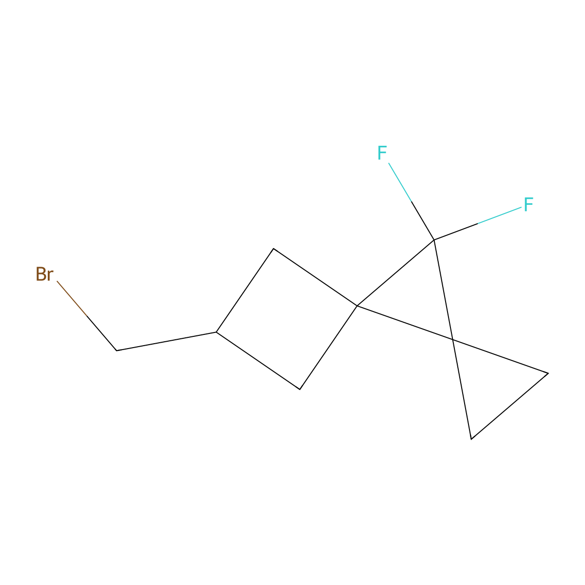 6-(bromomethyl)-8,8-difluorodispiro[2.0.3^{4}.1^{3}]octane, Mixture of diastereomers molecular structure, CAS 2624140-23-2