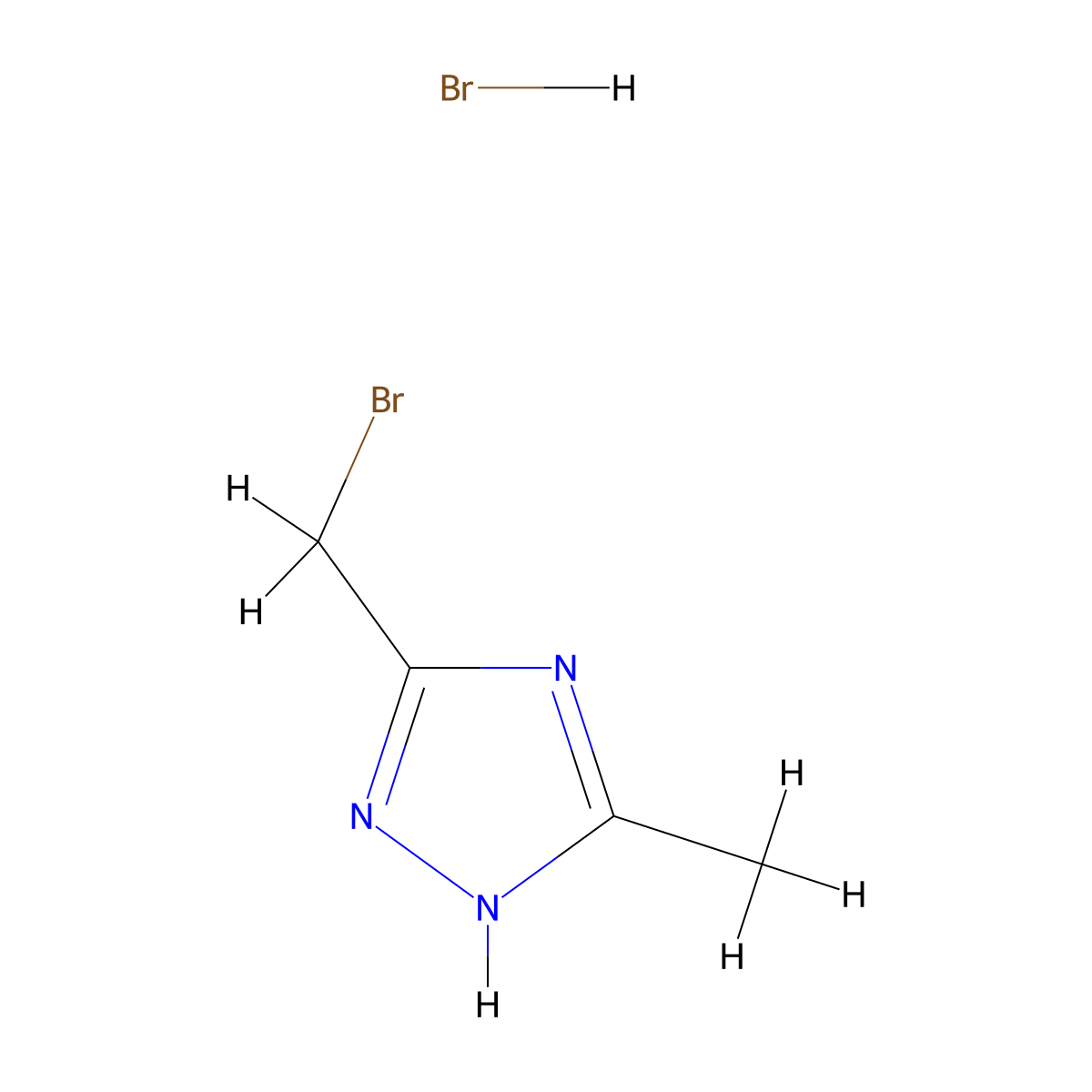 3-(bromomethyl)-5-methyl-4H-1,2,4-triazole hydrobromide molecular structure, CAS 2624140-26-5