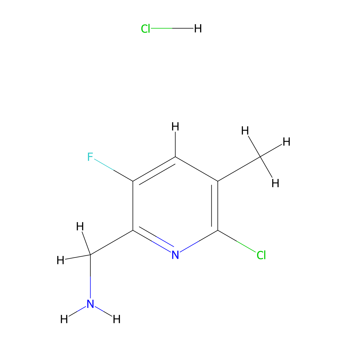 1-(6-Chloro-3-fluoro-5-methylpyridin-2-yl)methanamine hydrochloride molecular structure, CAS 2624140-42-5