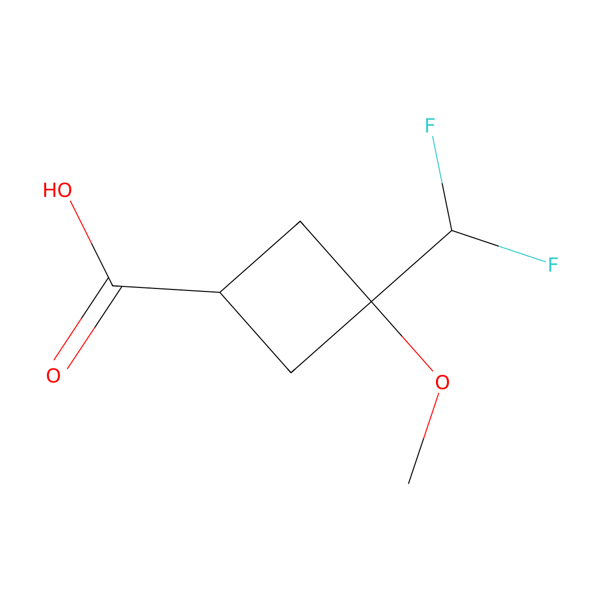 3-(Difluoromethyl)-3-methoxycyclobutane-1-carboxylic acid molecular structure, CAS 2624140-52-7