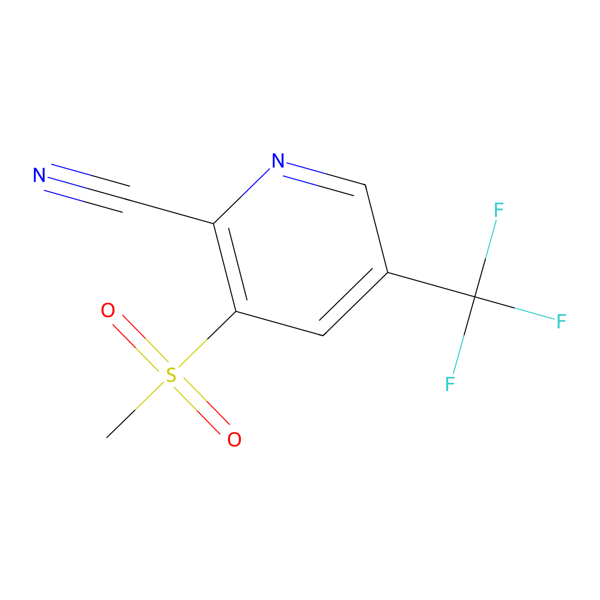 3-Methanesulfonyl-5-(trifluoromethyl)pyridine-2-carbonitrile molecular structure, CAS 2624140-71-0