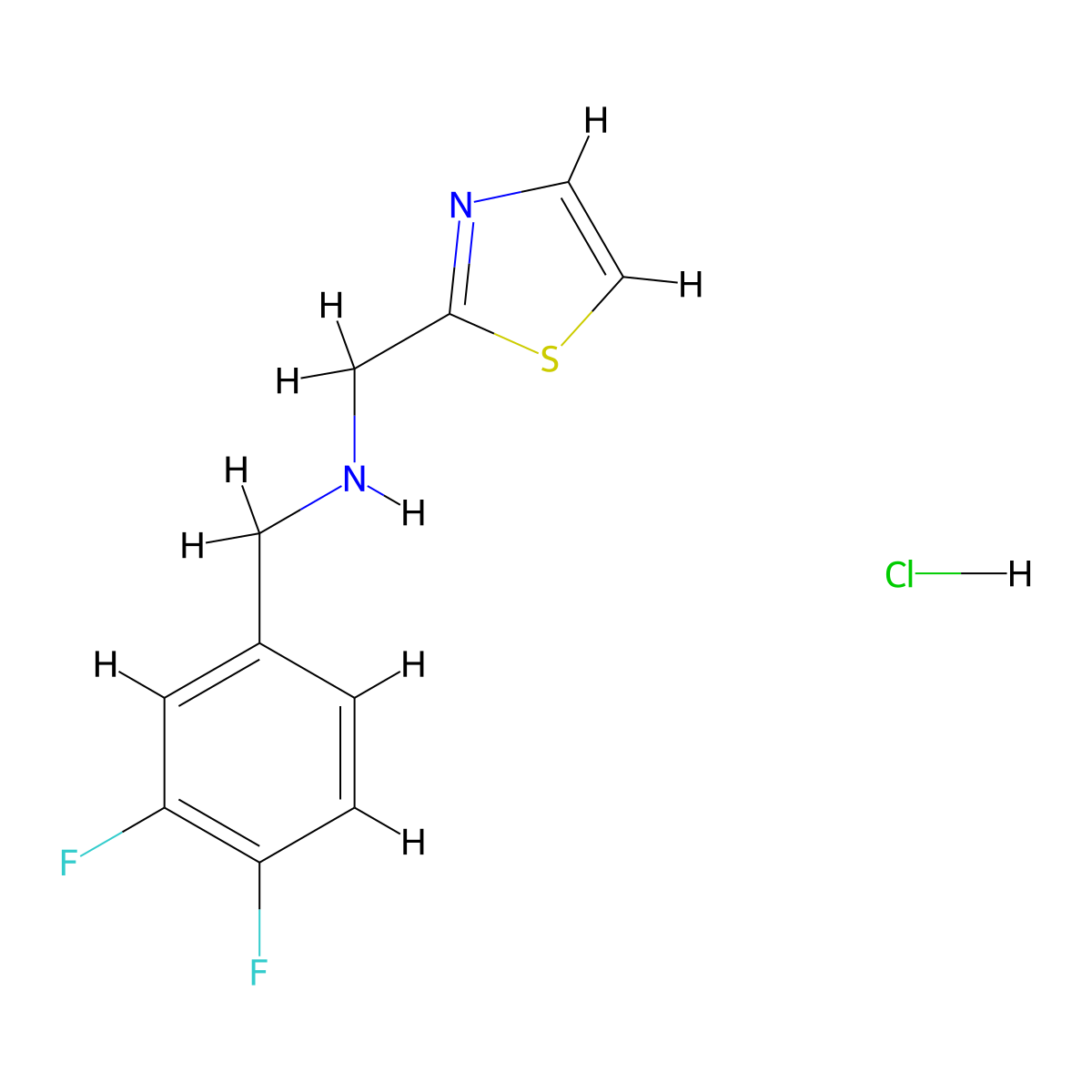 [(3,4-Difluorophenyl)methyl][(1,3-thiazol-2-yl)methyl]amine hydrochloride molecular structure, CAS 2624140-81-2
