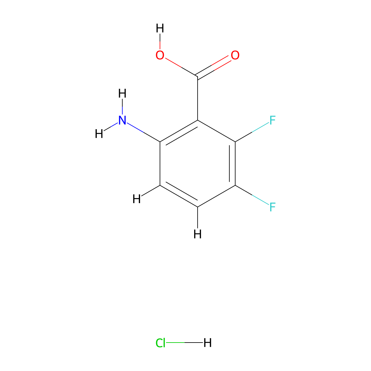 6-Amino-2,3-difluorobenzoic acid hydrochloride molecular structure, CAS 2624140-82-3