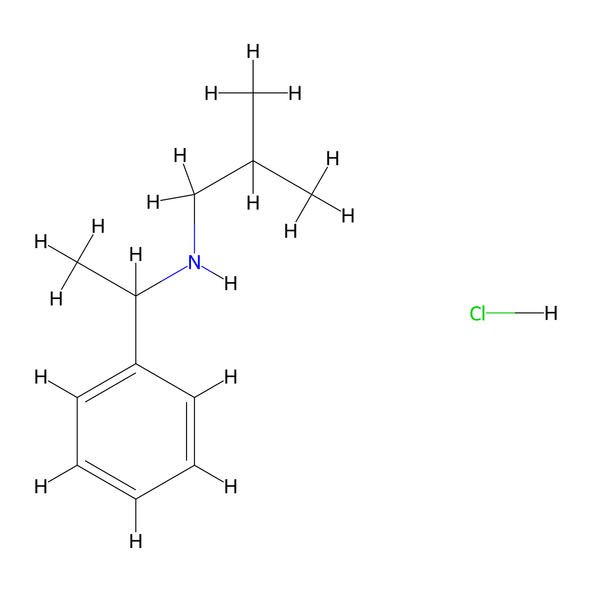 (2-Methylpropyl)(1-phenylethyl)amine hydrochloride molecular structure, CAS 2624140-86-7