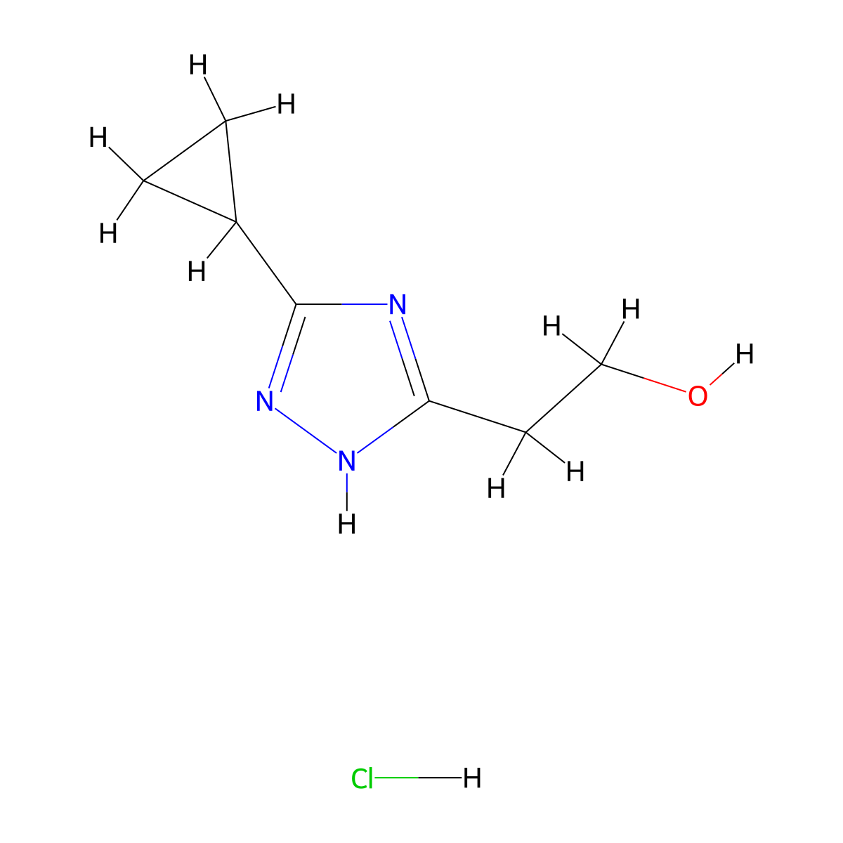 2-(5-cyclopropyl-4H-1,2,4-triazol-3-yl)ethan-1-ol hydrochloride molecular structure, CAS 2624140-94-7