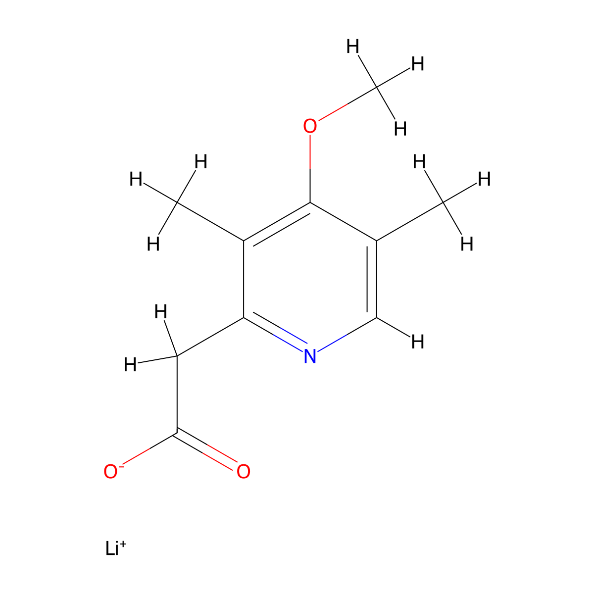 Lithium(1+) 2-(4-methoxy-3,5-dimethylpyridin-2-yl)acetate molecular structure, CAS 2624141-06-4