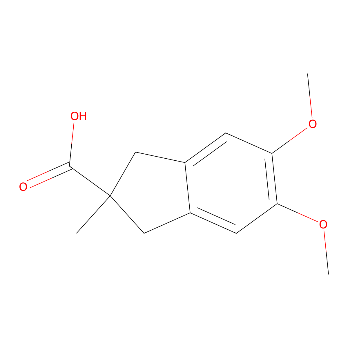 5,6-dimethoxy-2-methyl-2,3-dihydro-1H-indene-2-carboxylic acid molecular structure, CAS 2624141-09-7