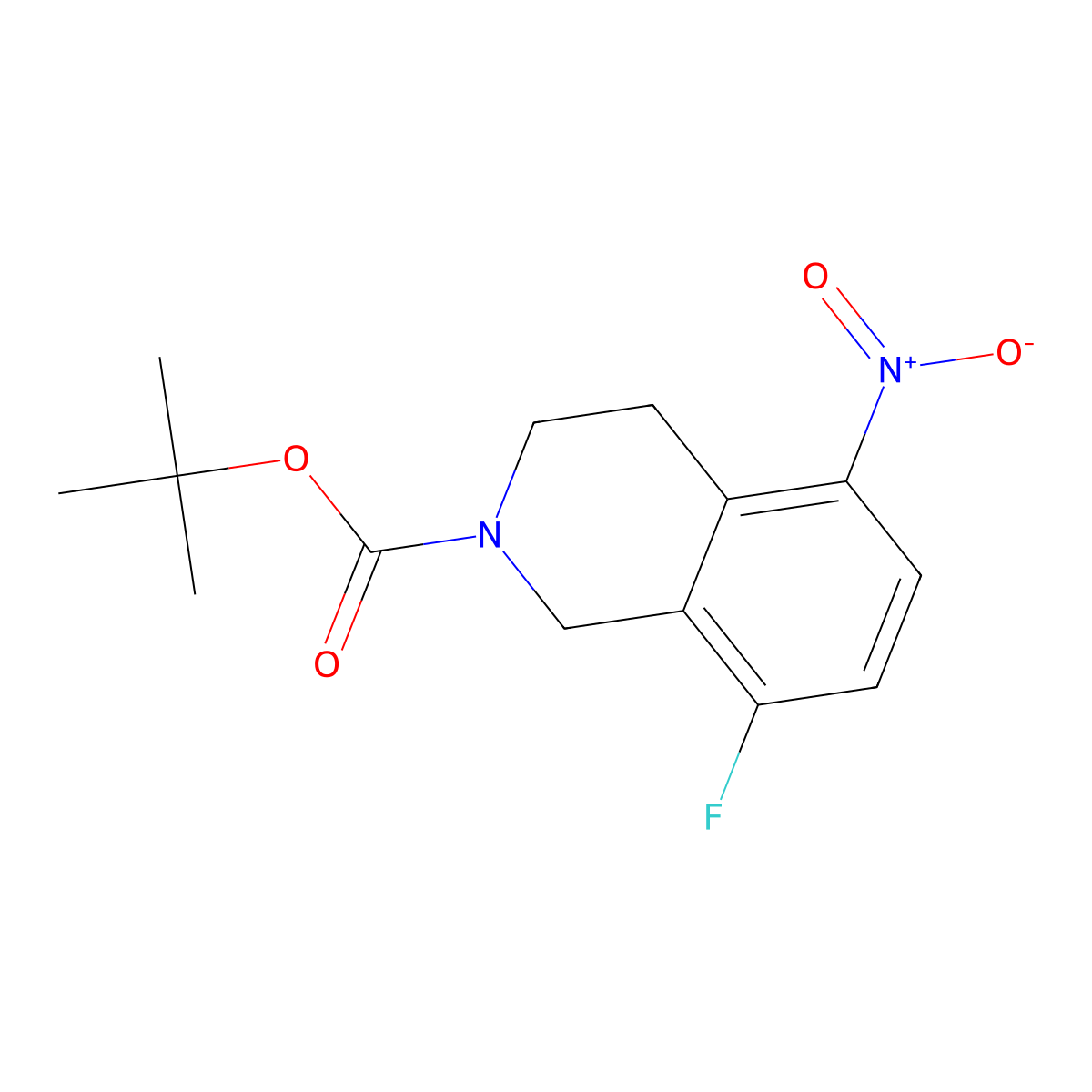 Tert-butyl 8-fluoro-5-nitro-1,2,3,4-tetrahydroisoquinoline-2-carboxylate molecular structure, CAS 2624141-75-7