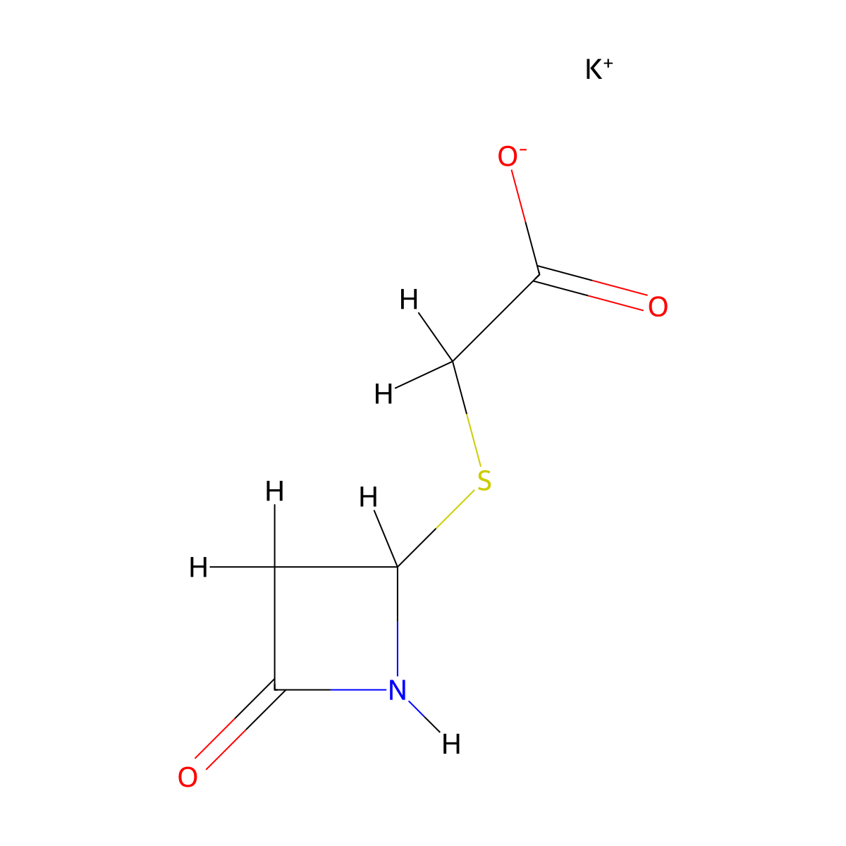Potassium 2-[(4-oxoazetidin-2-yl)sulfanyl]acetate molecular structure, CAS 2624141-77-9