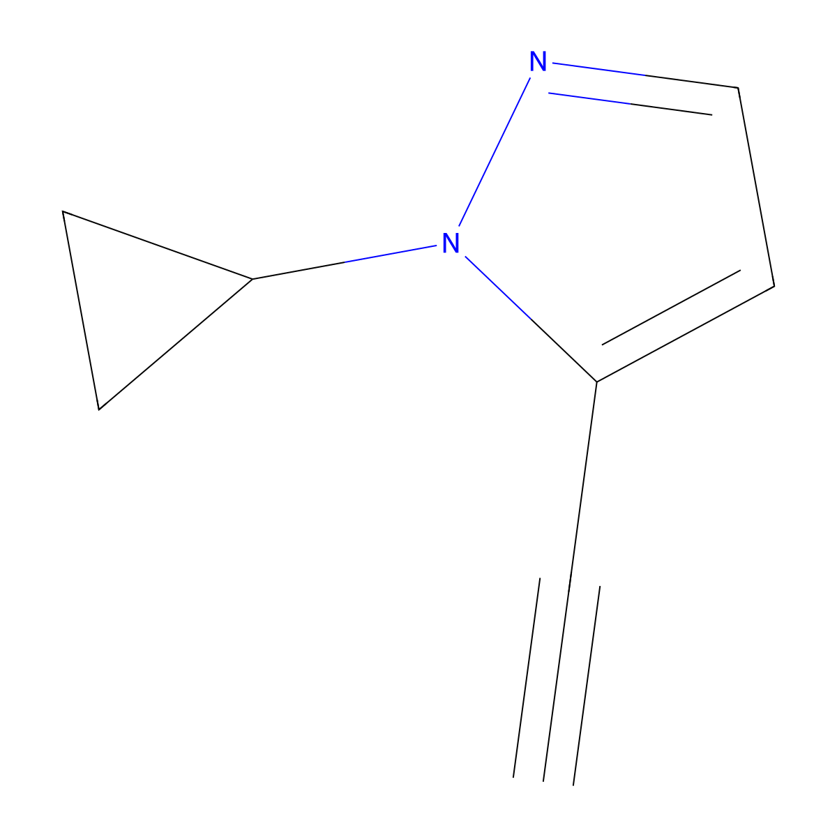 1-cyclopropyl-5-ethynyl-1H-pyrazole molecular structure, CAS 2624141-79-1