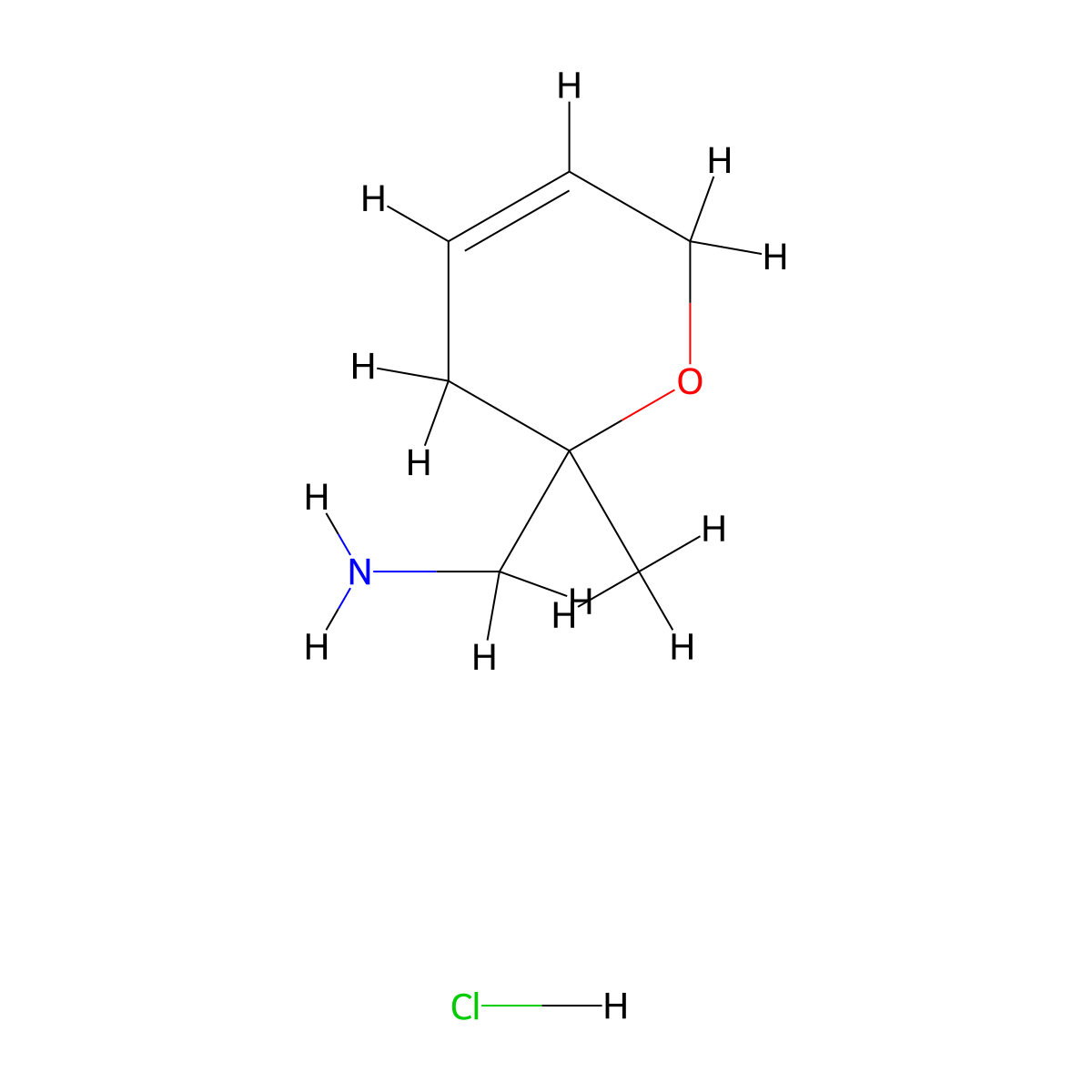 1-(2-methyl-3,6-dihydro-2H-pyran-2-yl)methanamine hydrochloride molecular structure, CAS 2624141-83-7