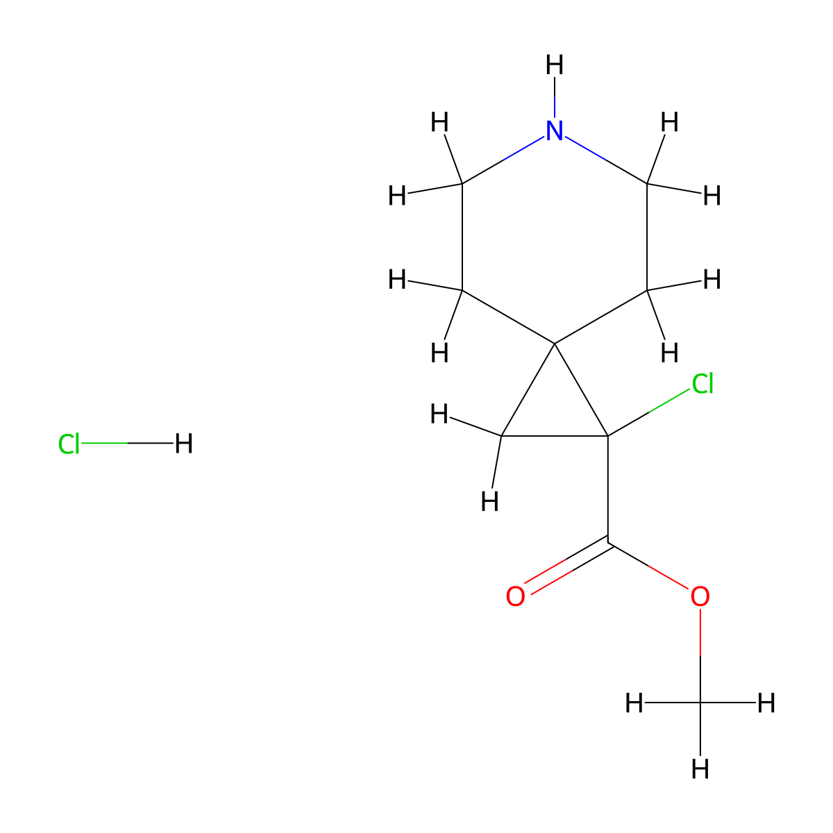 Methyl 1-chloro-6-azaspiro[2.5]octane-1-carboxylate hydrochloride molecular structure, CAS 2624141-85-9