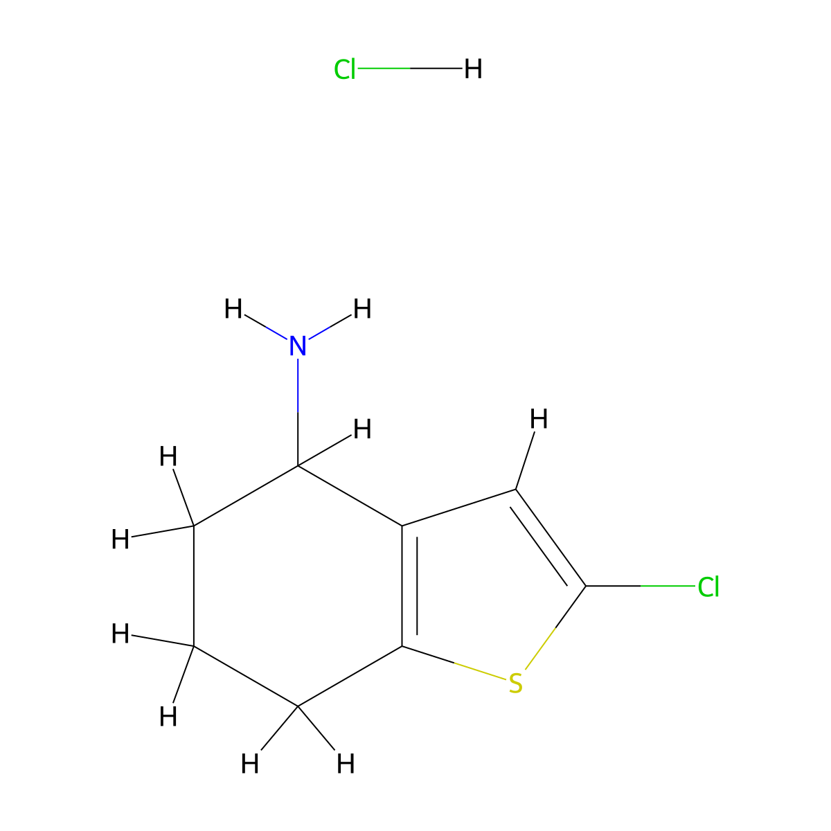2-Chloro-4,5,6,7-tetrahydro-1-benzothiophen-4-amine hydrochloride molecular structure, CAS 2624142-05-6