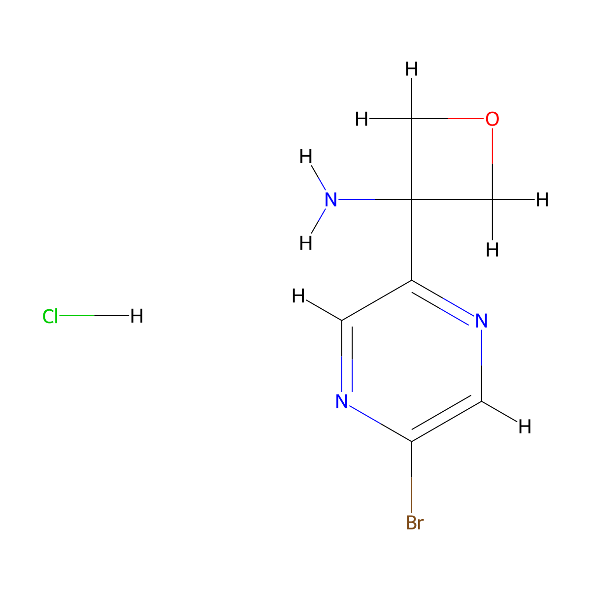 3-(5-Bromopyrazin-2-yl)oxetan-3-amine hydrochloride molecular structure, CAS 2624142-13-6