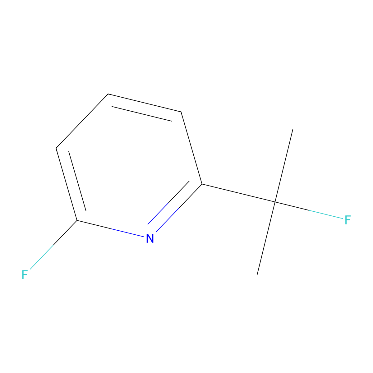 2-Fluoro-6-(2-fluoropropan-2-yl)pyridine molecular structure, CAS 2624142-14-7