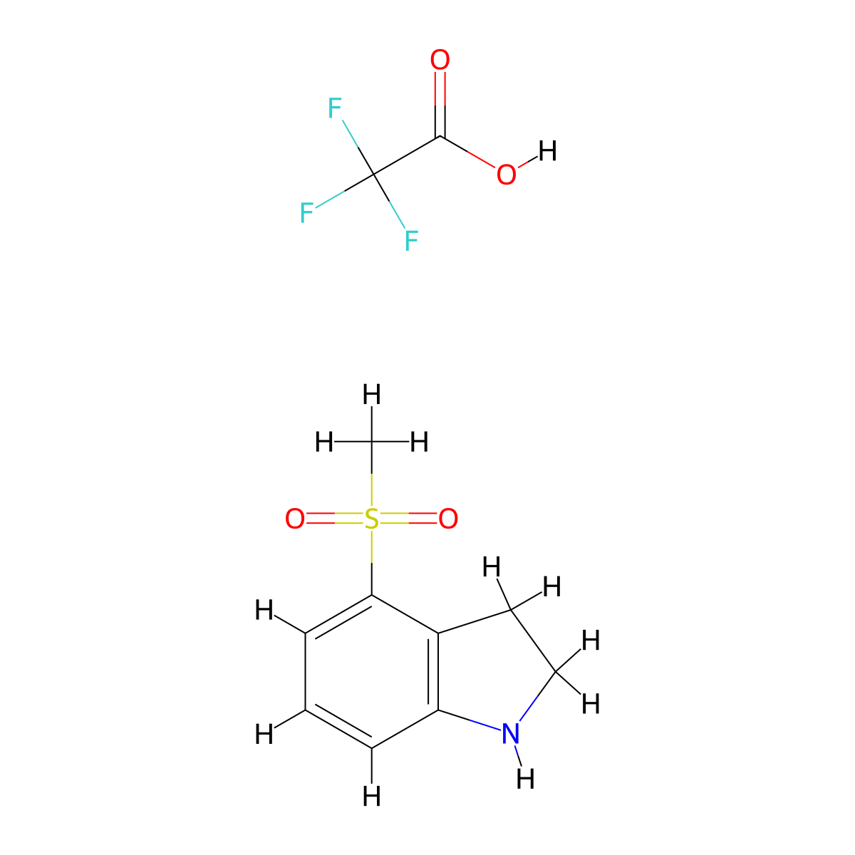 4-methanesulfonyl-2,3-dihydro-1H-indole, trifluoroacetic acid molecular structure, CAS 2624142-23-8