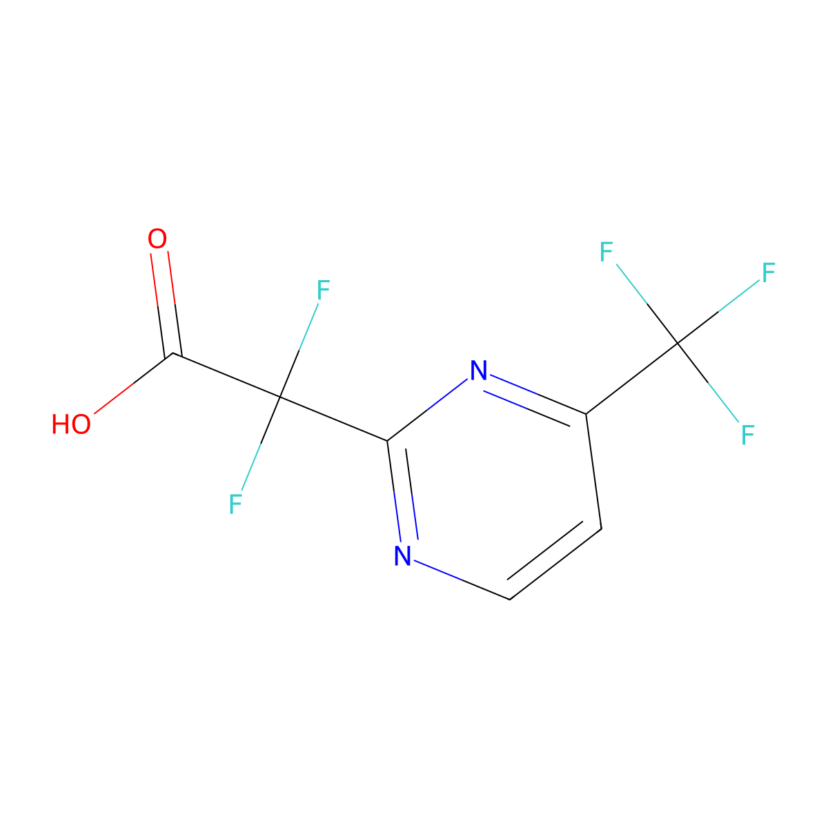 2,2-Difluoro-2-[4-(trifluoromethyl)pyrimidin-2-yl]acetic acid molecular structure, CAS 2624142-25-0