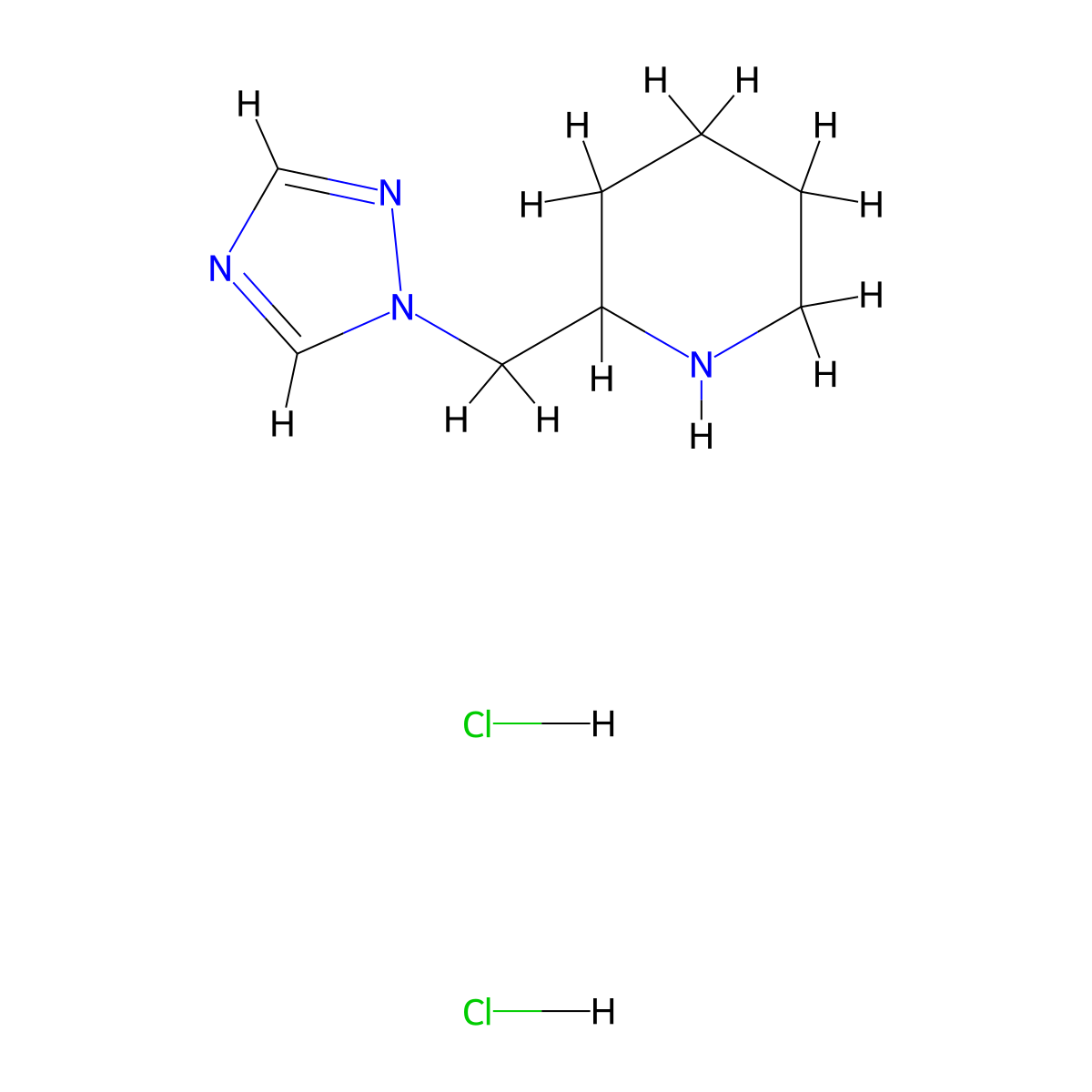 2-[(1H-1,2,4-triazol-1-yl)methyl]piperidine dihydrochloride molecular structure, CAS 2624142-26-1