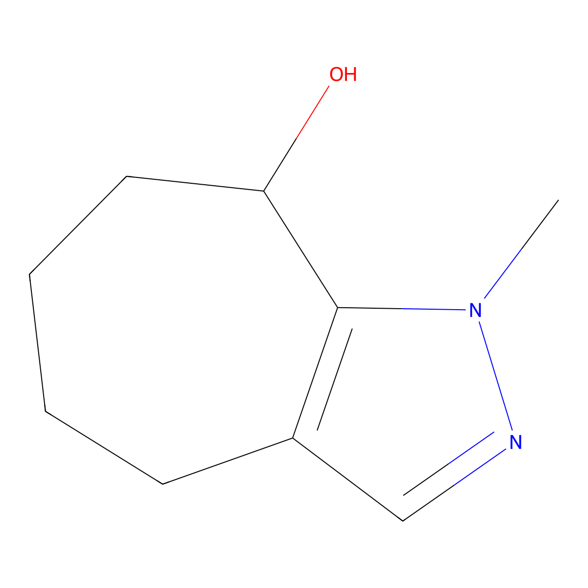 1-methyl-1H,4H,5H,6H,7H,8H-cyclohepta[c]pyrazol-8-ol molecular structure, CAS 2624142-37-4