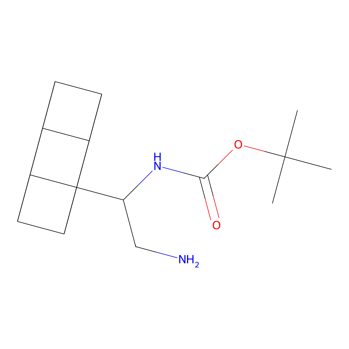 tert-butyl N-(2-amino-1-(cuban-1-yl)ethyl)carbamate molecular structure, CAS 2624142-38-5