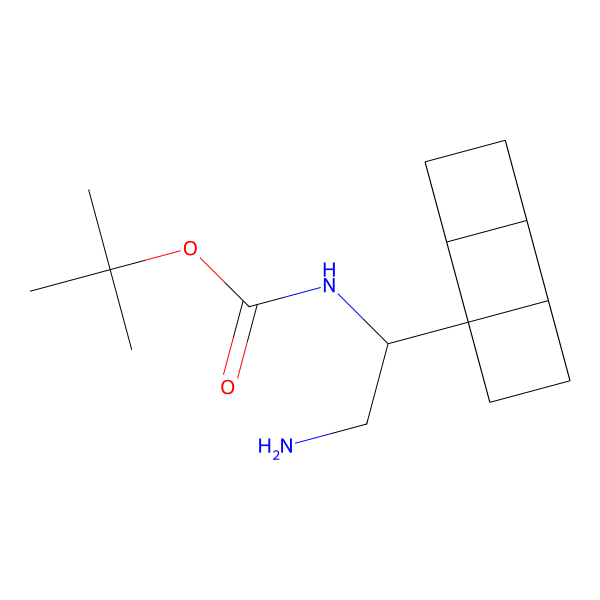 tert-butyl N-(2-amino-1-(cuban-1-yl)ethyl)carbamate molecular structure, CAS 2624142-38-5