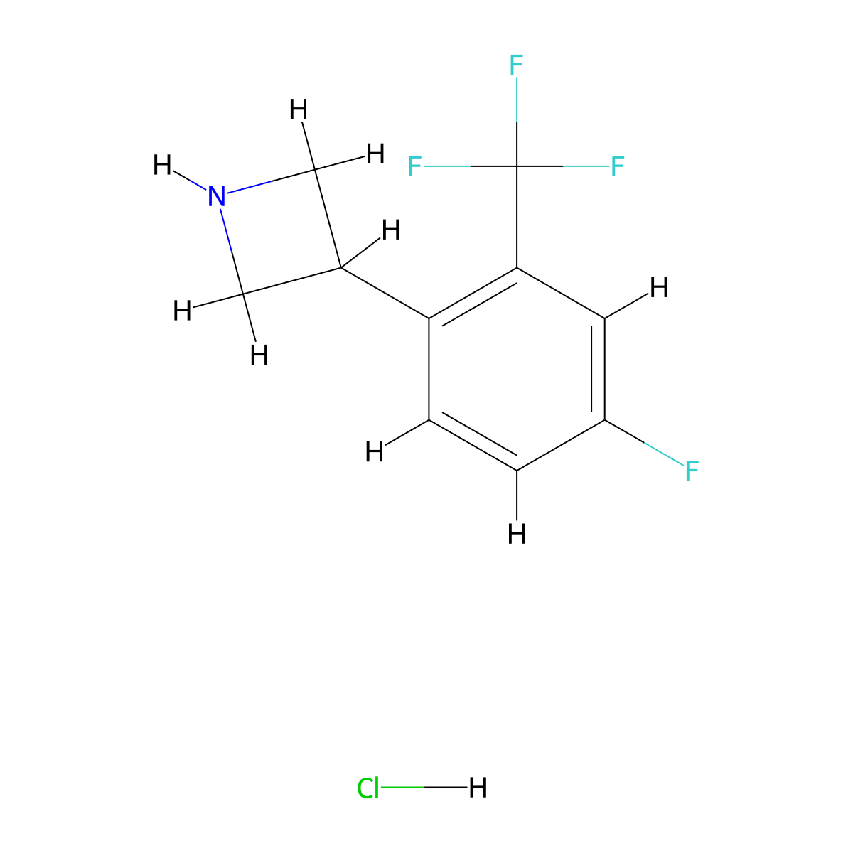 3-(4-Fluoro-2-(trifluoromethyl)phenyl)azetidine hydrochloride molecular structure, CAS 2624142-39-6