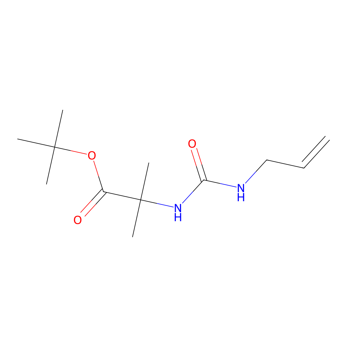 Tert-butyl 2-methyl-2-{[(prop-2-en-1-yl)carbamoyl]amino}propanoate molecular structure, CAS 2624142-46-5